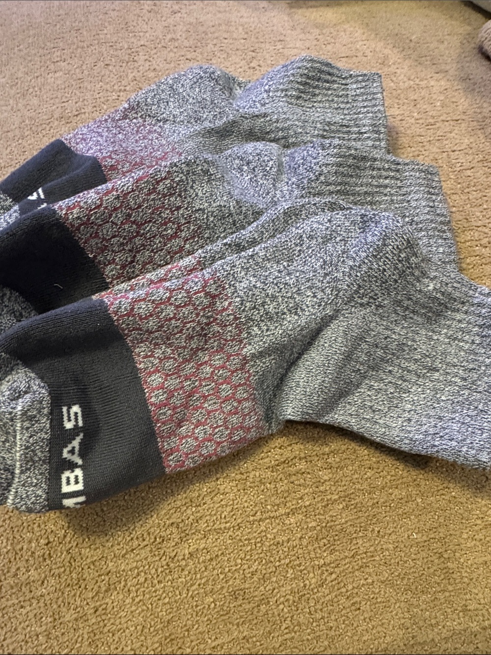 Bombas Unisex Gray and Maroon Performance Crew Socks